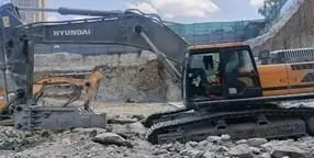 Excavator on a basement dig